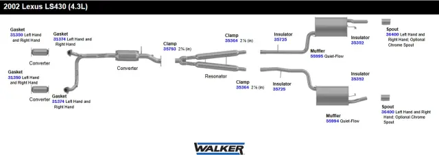 36400 - : Exhaust Pipe Spout 2.75" Inlet (OD) for Walker Exhaust Image