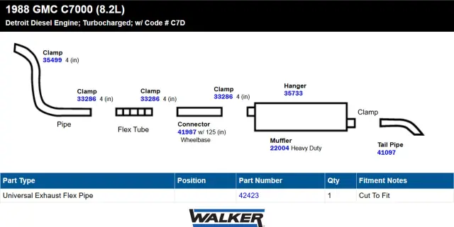 22004 - : Heavy Duty Direct Fit Exhaust Muffler 4" Inlet (ID) 4" Outlet (ID) for Walker Exhaust Image