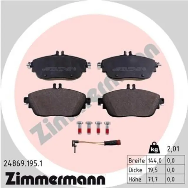 248691951 - : Zimmermann 24869.195.1 Disc Brake Pad Set for ZIMMERMANN Image