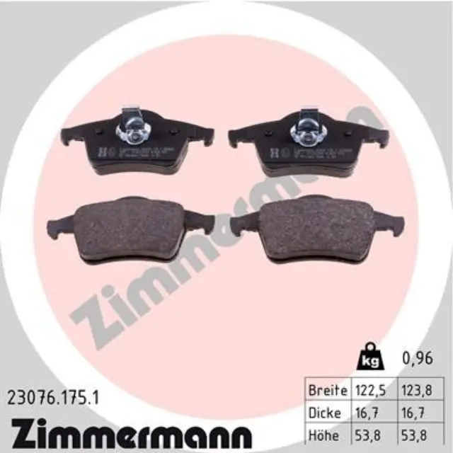 230761751 - : Zimmermann 23076.175.1 Disc Brake Pad Set for ZIMMERMANN Image