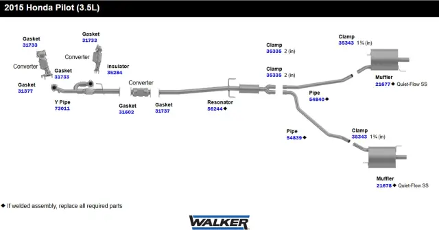54840 - : Exhaust Pipe 2" Inlet (ID) 1.75" Outlet (OD) for Walker Exhaust Image