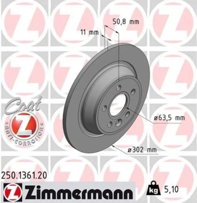 250136120 - : Zimmermann 250.1361.20 Disc Brake Rotor for ZIMMERMANN Image