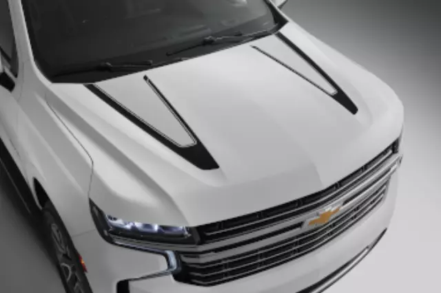 85581001 - Exterior: Hood Stripe Decal Package - Black for Chevrolet: Suburban, Tahoe Image