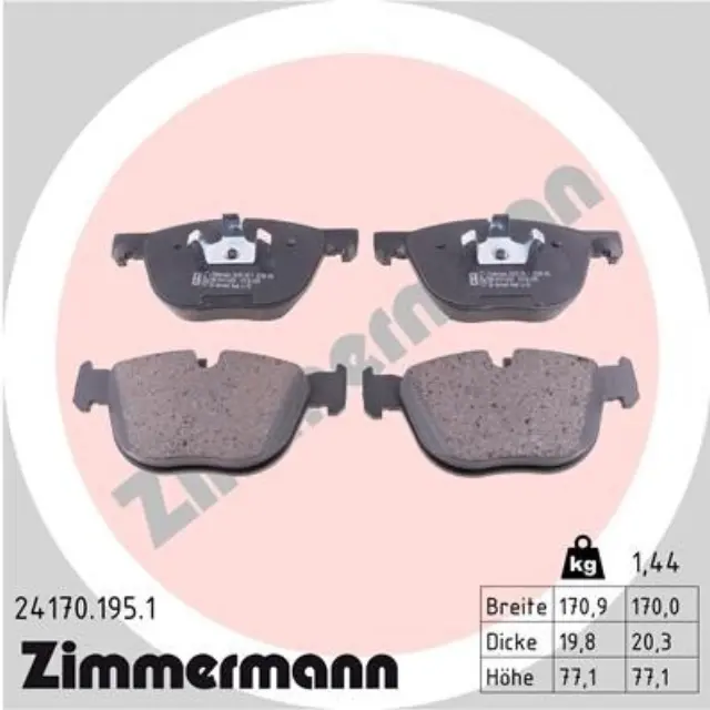 241701951 - : Zimmermann 24170.195.1 Disc Brake Pad Set for ZIMMERMANN Image