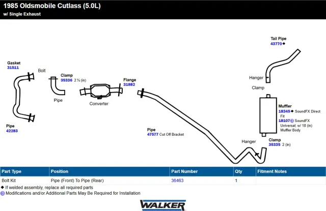 47577 - : Exhaust Pipe 2.25" Outlet (OD) for Walker Exhaust Image