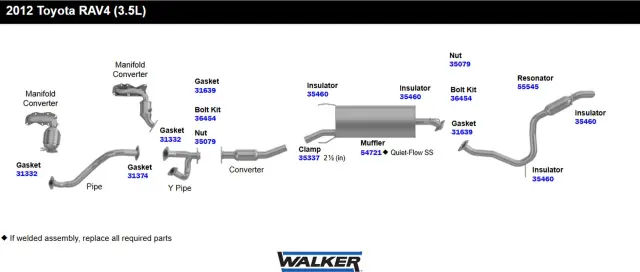 55545 - : Direct Fit Exhaust Resonator and Pipe Assembly for Walker Exhaust Image