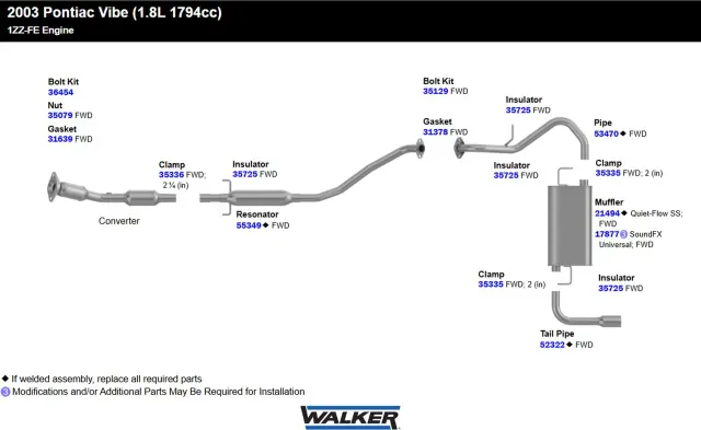 17877 - Exhaust: SoundFX Universal Universal Exhaust Muffler 2" Inlet (ID) 2" Outlet (ID) for Walker Exhaust Image