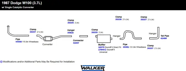17840 - : SoundFX Universal Universal Exhaust Muffler 2" Inlet (ID) 2" Outlet (ID) for Walker Exhaust Image