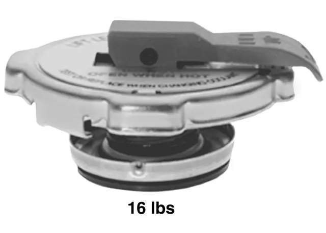 12R9S - Belts and Cooling: 16 P.S.I. Safe Release Radiator Cap for Buick: Century, Commercial Chassis, Electra, LeSabre, Park Avenue, Reatta, Regal, Rendezvous, Riviera, Roadmaster, Skyhawk, Skylark, Somerset, Somerset Regal, Terraza | Cadillac: 60 Special, Allante, Brougham, Cimarron, Commercial Chassis, DeVille, Eldorado, Escalade, Fleetwood, Seville | Chevrolet: Astro, Beretta, Blazer, C/K Pickup, C1500, C2500, C3500, Camaro, Caprice, Cavalier, Celebrity, Chevette, Citation II, Corsica, Corvette, El Camino, Express 1500, Express 2500, Express 3500, G10, G20, G30, Impala, K1500 Pickup, K2500 Pickup, K3500 Pickup, K5 Blazer, LLV, Lumina, Lumina APV, Monte Carlo, P20, P30, R10, R20, R2500, R30, R3500, S10, S10 Blazer, Suburban C10, Suburban C1500, Suburban C20, Suburban C2500, Suburban K10, Suburban K1500, Suburban K20, Suburban K2500, Suburban R10, Suburban R1500, Suburban R20, Suburban R2500, Suburban V10, Suburban V1500, Suburban V20, Suburban V2500, Tahoe, Uplander, V10, V20, V30, V3500, Venture | Chrysler: Cirrus, E Class, Executive Sedan, Fifth Avenue, Grand Voyager, Imperial, Laser, LeBaron, New Yorker, Sebring, TC Maserati, Town &amp; Country, Voyager | Dodge: 600, Aries, B150, B1500, B250, B2500, B350, B3500, Caravan, Charger, D100, D150, D250, D350, Dakota, Daytona, Diplomat, Durango, Dynasty, Grand Caravan, Lancer, Mini Ram, Omni, Ram 1500, Ram 1500 Van, Ram 2500, Ram 2500 Van, Ram 3500, Ramcharger, Rampage, Shadow, Spirit, Stratus, Viper, W100, W150, W250, W350 | Ford: Country Squire, Escort, EXP, LTD, LTD Crown Victoria, Mustang, Tempo, Thunderbird | GMC: C1500 Pickup, C2500 Pickup, C3500 Pickup, Caballero, G1500, G2500, G3500, Jimmy, Jimmy S15, K1500 Pickup, K2500 Pickup, K3500 Pickup, P2500, P3500, R1500 Pickup, R2500 Pickup, R3500 Pickup, S15, Safari, Savana 1500, Savana 2500, Savana 3500, Sonoma, Suburban C1500, Suburban C2500, Suburban K1500, Suburban K2500, Suburban R1500, Suburban R2500, Syclone, Typhoon, V1500, V1500 Suburban, V2500, V2500 Suburban, V3500, Yukon | Isuzu: Hombre | Jeep: Cherokee, Comanche, Grand Cherokee, Grand Wagoneer, J10, J20, Wrangler | Lincoln: Continental, Mark VII, Town Car | Mercury: Capri, Colony Park, Cougar, Grand Marquis, Lynx, Marquis, Topaz | Oldsmobile: 88, 98, Bravada, Calais, Custom Cruiser, Cutlass Calais, Cutlass Ciera, Cutlass Cruiser, Cutlass Salon, Cutlass Supreme, Delta 88, Firenza, Intrigue, LSS, Omega, Regency, Silhouette, Toronado | Pontiac: 6000, Aztek, Bonneville, Fiero, Firebird, Grand Am, Grand Prix, J2000 Sunbird, Montana, Parisienne, Phoenix, Safari, Sunbird, T1000, Trans Sport | Saturn: Relay | Volkswagen: Routan Image