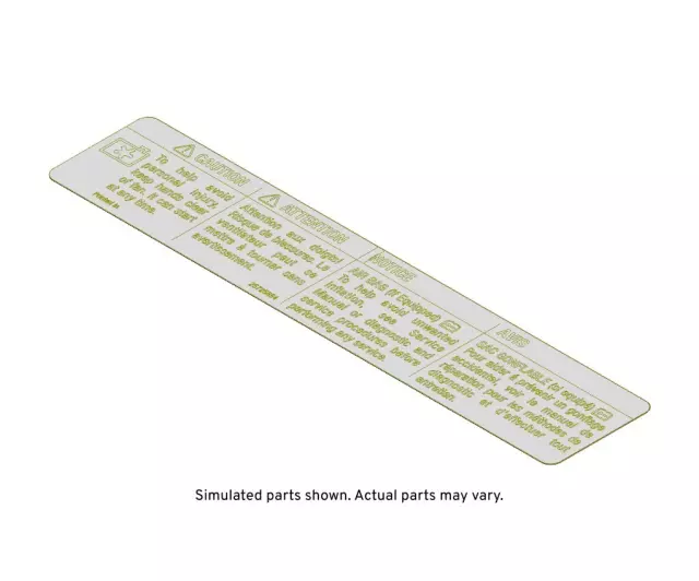 25725854 - : Part# 25725854 Caution Label for Buick: LeSabre, Park Avenue | Chevrolet: Cavalier | Pontiac: Sunfire Image