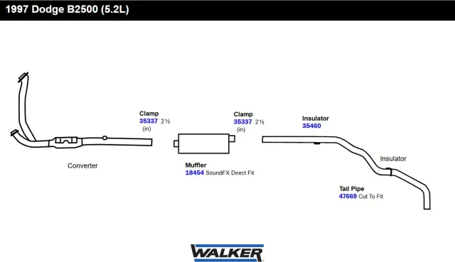 18454 - : SoundFX Direct Fit Exhaust Muffler 2.5" Inlet (ID) 2.5" Outlet (ID) for Walker Exhaust Image