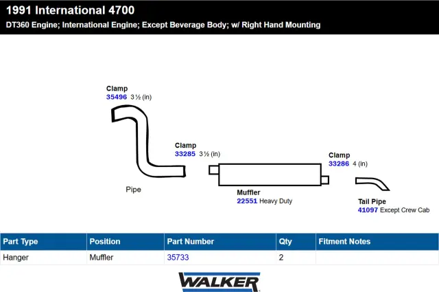 22551 - : Heavy Duty Direct Fit Exhaust Muffler 3.5" Inlet (ID) 4" Outlet (ID) for Walker Exhaust Image
