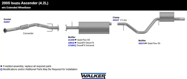 17165 - : SoundFX Universal Universal Exhaust Muffler 2.5" Inlet (ID) 2.5" Outlet (ID) for Walker Exhaust Image