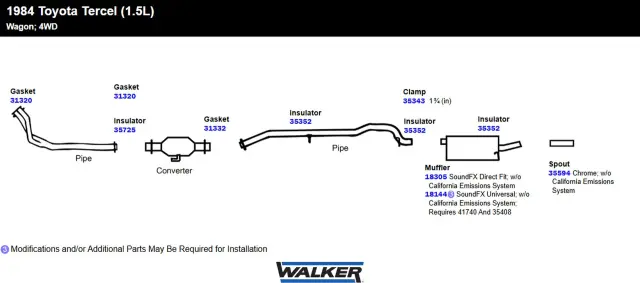 35594 - : Exhaust Pipe Spout 1.625" Inlet (OD) 1.25" Outlet (ID) for Walker Exhaust Image