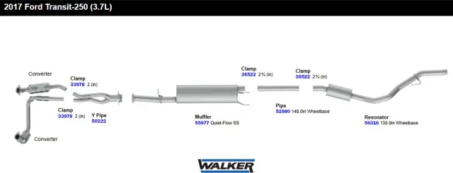 52980 - Exhaust: Exhaust Pipe Pipe Diameter 2.75 IN for Walker Exhaust Image