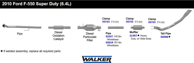 21467 - Exhaust: Heavy Duty Direct Fit Exhaust Muffler 3.5" Inlet (ID) 3.5" Outlet (ID) for Walker Exhaust Image