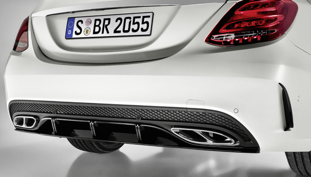 2058804603 - Exterior Detachable Parts: Amg Rear Apron Trim Diffuser-Look, Black for Mercedes-Benz: C300, C350e, C400, C43 AMG, C450 AMG, C63 AMG, C63 AMG S Image