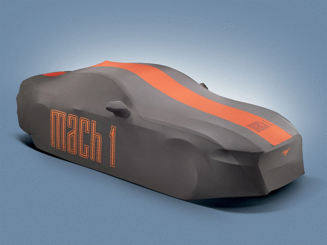 VMR3Z19A412D - : Full Vehicle Cover - Grey With Orange Graphics, Mach 1, Low Wing for Ford: Mustang Image