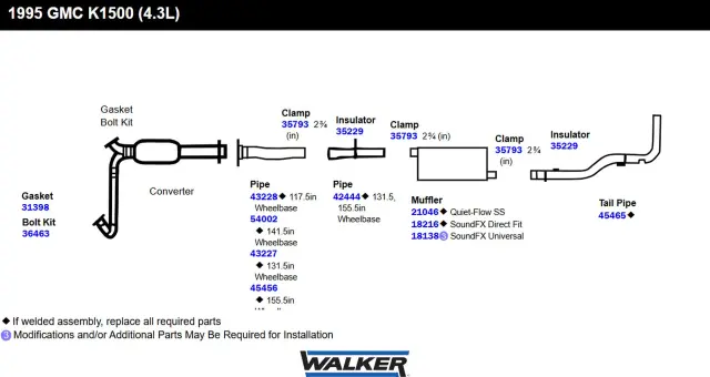 21046 - : Quiet-Flow SS Direct Fit Exhaust Muffler 2.75" Inlet (ID) 2.75" Outlet (OD) for Walker Exhaust Image