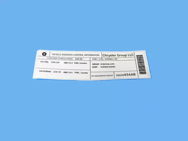 5038456AB - Labels: Vehicle Emission Control Information Label for Mopar Image
