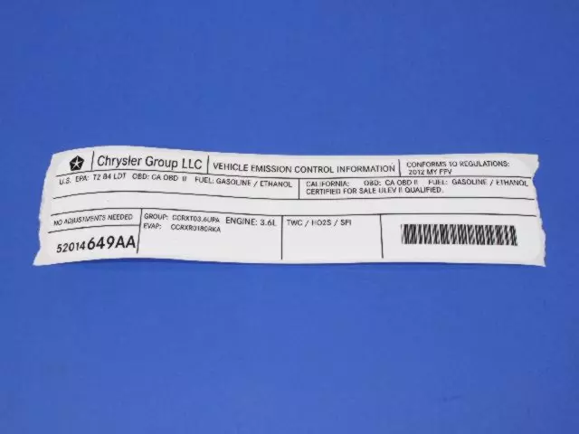 52014649AA - Labels: Veci Label Label for Mopar Image