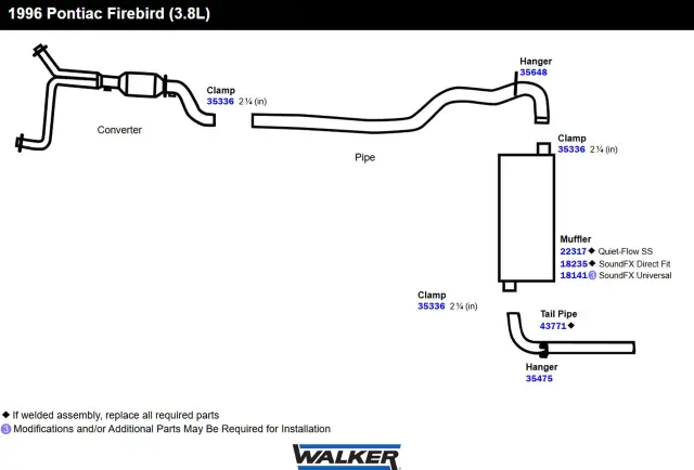 18141 - : SoundFX Universal Universal Exhaust Muffler 2.25" Inlet (ID) 2.25" Outlet (ID) for Walker Exhaust Image