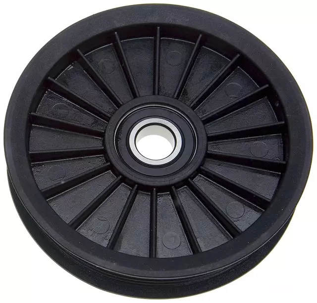 38029 - Cooling System: Flanged Idler Pulley for Chevrolet: Camaro | Ford: Bronco, E-150 Econoline, E-150 Econoline Club Wagon, E-250 Econoline, E-250 Econoline Club Wagon, E-350 Econoline, E-350 Econoline Club Wagon, F-150, F-250, F-350, Mustang | Pontiac: Firebird Image