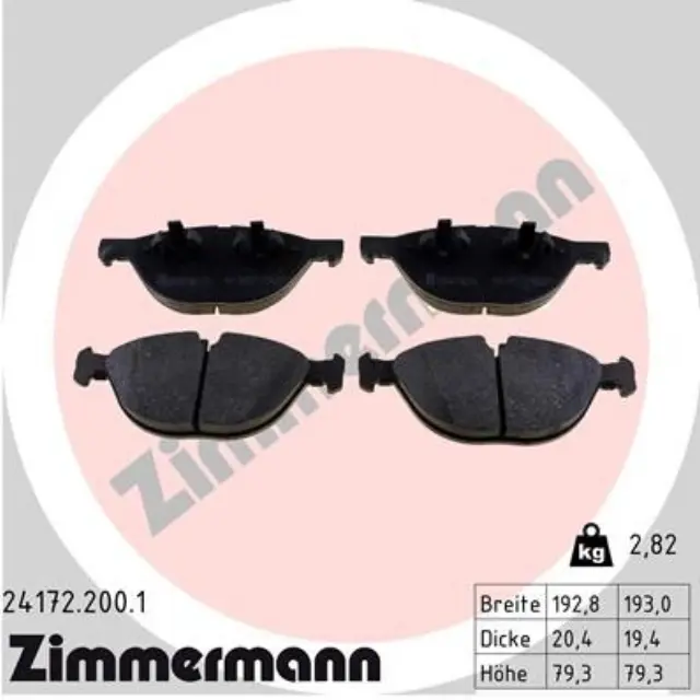241722001 - : Zimmermann 24172.200.1 Disc Brake Pad Set for ZIMMERMANN Image