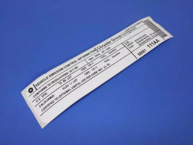 VECI LABEL - LABEL 68081111AA - Mopar (68081111AA)