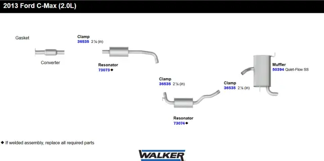 73074 - : Direct Fit Exhaust Resonator and Pipe Assembly for Walker Exhaust Image