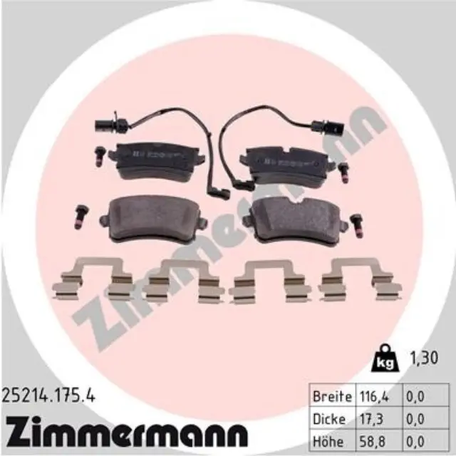 252141754 - Brakes &amp; Brake Parts: Zimmermann 25214.175.4 Disc Brake Pad Set for ZIMMERMANN Image