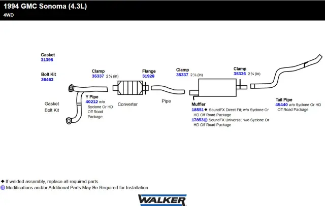 17853 - : SoundFX Universal Universal Exhaust Muffler 2.5" Inlet (ID) 2.25" Outlet (ID) for Walker Exhaust Image