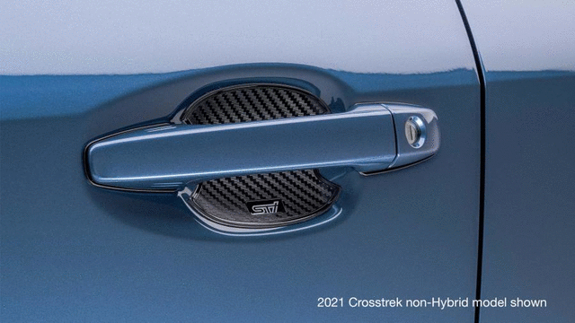 J1210FL500 - Exterior: 2023-2025 Subaru Door Hanle Cup Protector with Sti Logo for Subaru: Ascent, BRZ, Crosstrek, Impreza Image