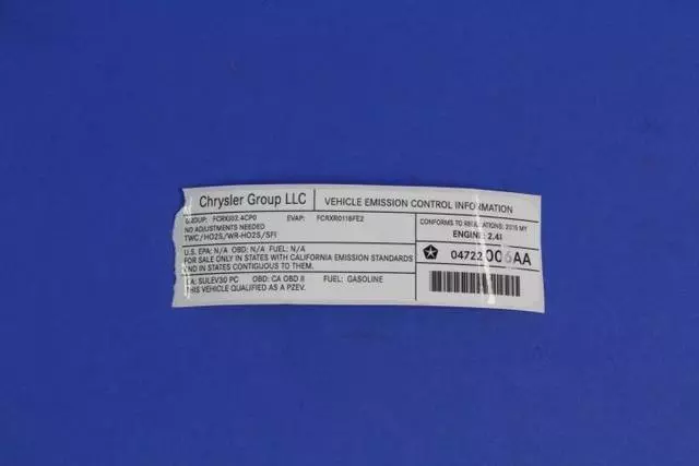 Vehicle Emission Control Information Label - Mopar (4722006AA)