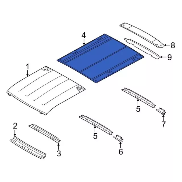 EK4Z6150202G - Body: Front Roof Panel for Ford: E-Transit, Transit-150, Transit-250, Transit-350, Transit-350 HD Image