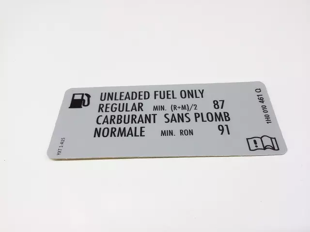 4E010012M - Body: Fuel Label for Volkswagen: Atlas, Atlas Cross Sport, Beetle, Golf, Golf Alltrack, Golf SportWagen, GTI, Jetta, Passat, Rabbit, Taos, Tiguan Image