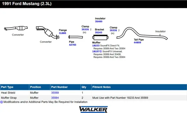 18157 - : SoundFX Universal Universal Exhaust Muffler 2" Inlet (ID) 2" Outlet (ID) for Walker Exhaust Image