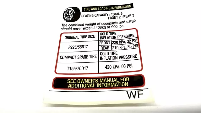 28181AG55A - Body: Tire Info Label for Subaru Image