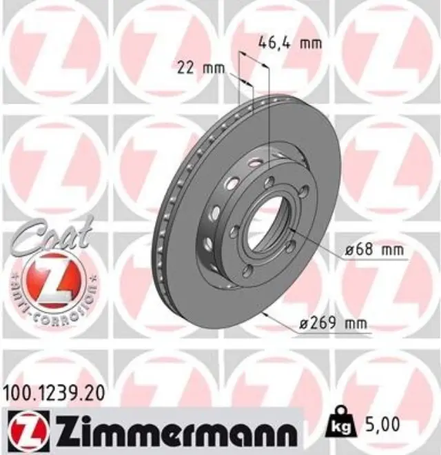 100123920 - : Zimmermann 100.1239.20 Disc Brake Rotor for ZIMMERMANN Image