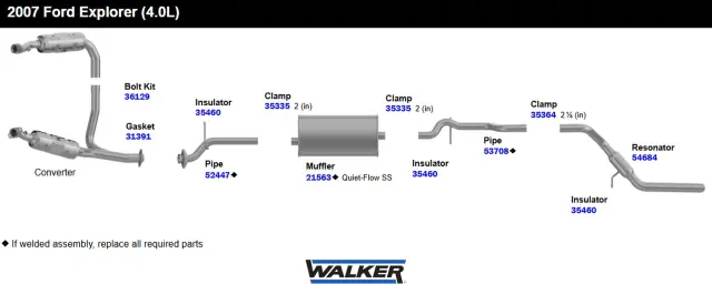 54684 - : Direct Fit Exhaust Resonator and Pipe Assembly 2.125" Inlet (OD) for Walker Exhaust Image