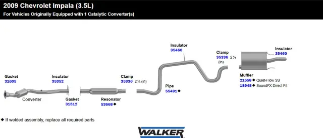 18948 - : SoundFX Direct Fit Exhaust Muffler 2.25" Inlet (ID) 2.25" Outlet (OD) for Walker Exhaust Image