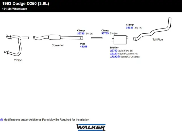 43108 - Exhaust: Exhaust Pipe 2.75" Inlet (ID) 2.75" Outlet (OD) for Walker Exhaust Image