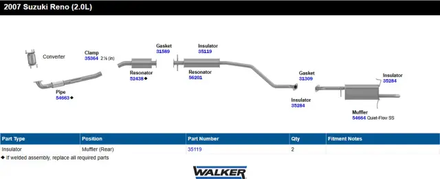 35119 - Exhaust: Exhaust System Hanger Insulator for Walker Exhaust Image