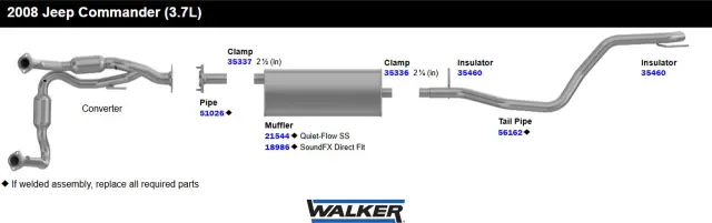 51026 - Exhaust: Exhaust Pipe 2.5" Outlet (OD) for Walker Exhaust Image