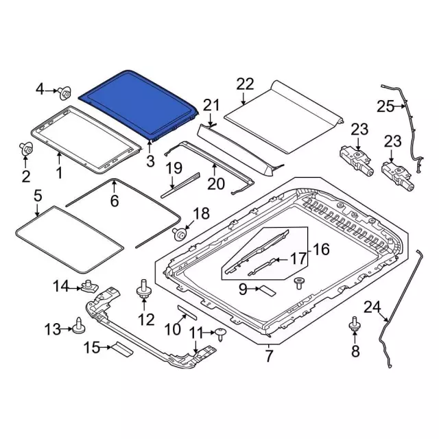 Sunroof Glass - Ford (ML3Z-16500A18-E)