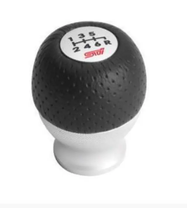 C1010VC100 - Interior: Sti Shift Knob 6spd M/T - Leather &amp; Aluminum for Subaru: Crosstrek, Forester, Impreza, Legacy, Outback, WRX Image