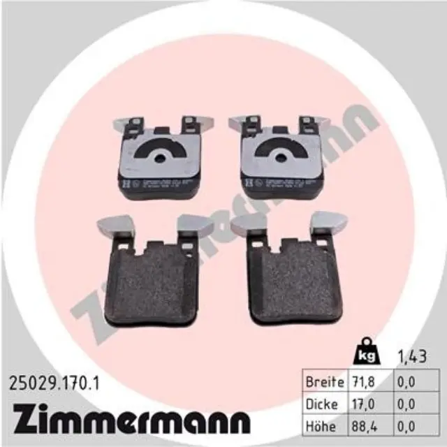 250291701 - Brakes &amp; Brake Parts: Zimmermann 25029.170.1 Disc Brake Pad Set for ZIMMERMANN Image