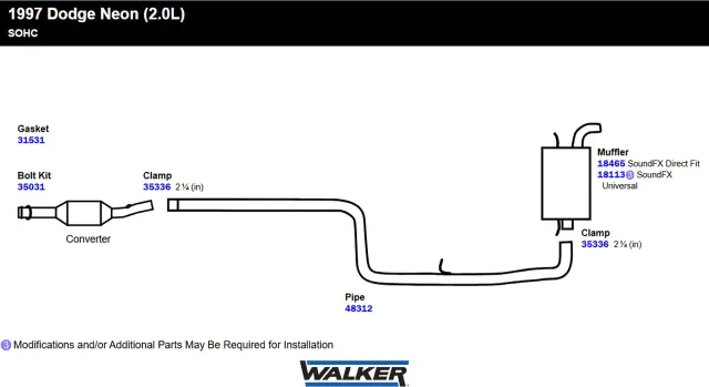 18113 - : SoundFX Universal Universal Exhaust Muffler 2.25" Inlet (ID) 2.25" Outlet (ID) for Walker Exhaust Image
