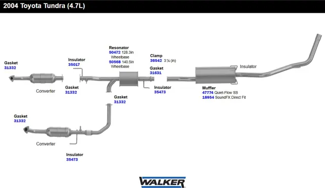50568 - : Direct Fit Exhaust Resonator and Pipe Assembly 2.375" Outlet (OD) for Walker Exhaust Image