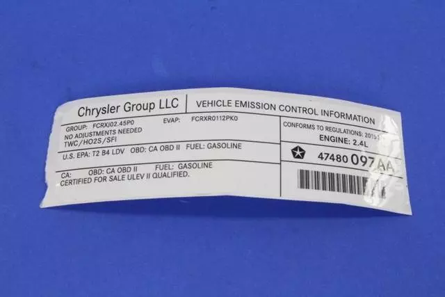 47480097AA - Body: Emission Label for Jeep: Compass Image
